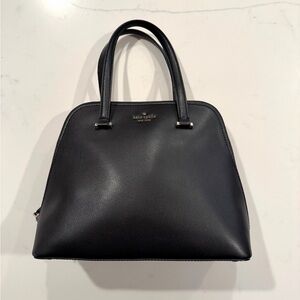 KATE SPADE•black pebble leather zip around satchel bag